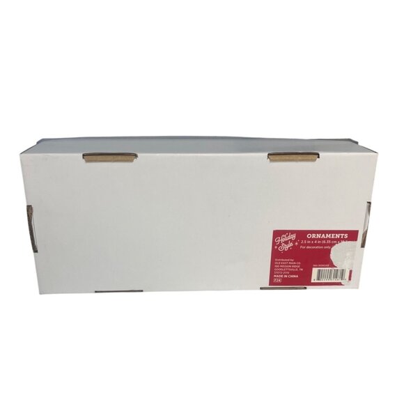 Set of 4 Holiday Style Ceramic Tree Ornaments 2.5" X 4 " New Beige White - Picture 4 of 5